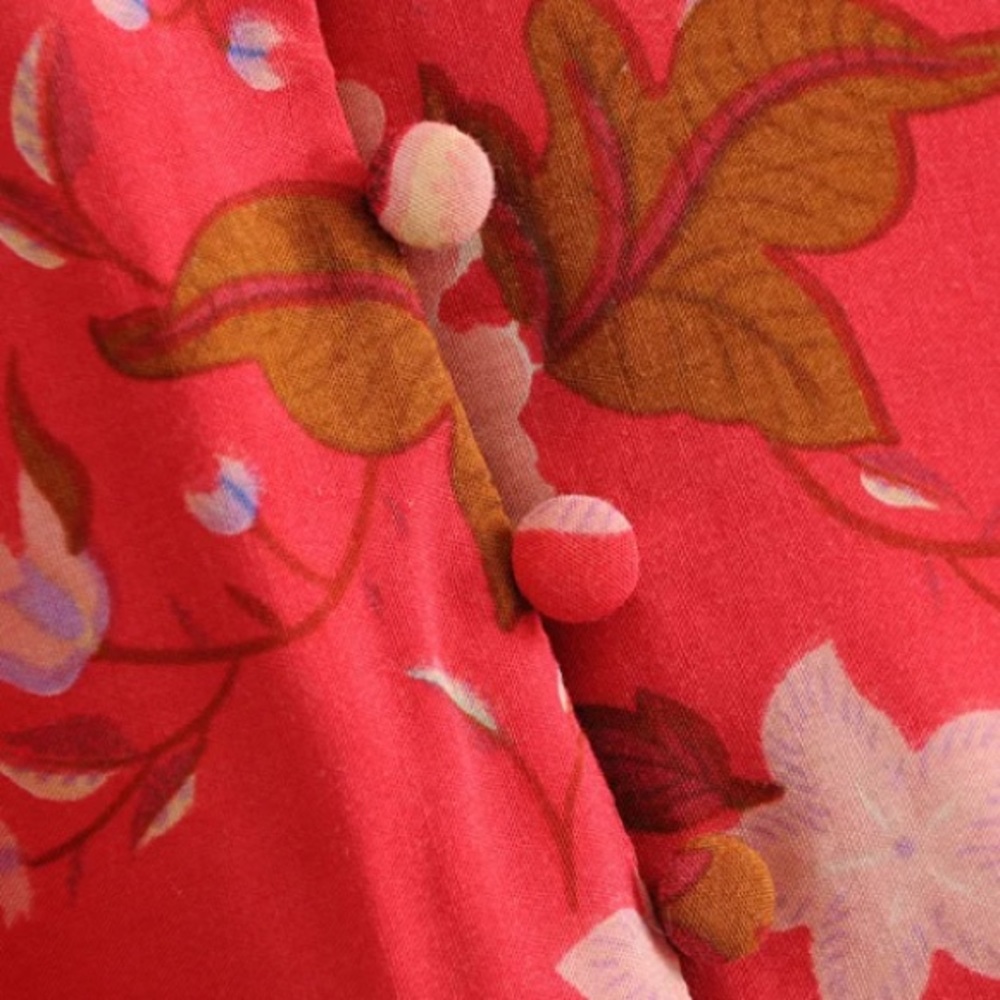Bohemian Red Floral Gypsy Kimono Long Maxi Dress - Picture 16 of 16